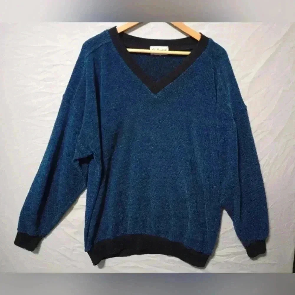 Vtg Golfsmith Men's Sweater Pullover V-Neck Knit SZ 2XL Electic Grandpa Retro